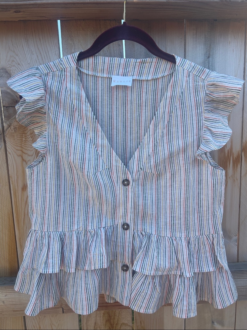Karlie Striped Linen Blend Top